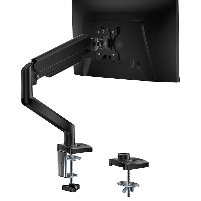 WALI Single Monitor Mount, Gas Spring Monitor Arm for 17-34 inch Screens, Adjustable Computer Monitors Stand up to 26.4lbs, with Clamp and Grommet Base, Mounting Holes 75 and 100mm (GSMP001N), Black - Image 1