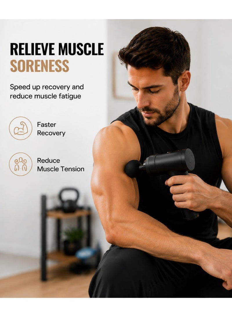 Hirospace Deep Tissue Massage Gun Black, 6 Speed Quiet Percussion Muscle Massager for Pain Relief & Recovery, Portable Sports Massage Device for Athletes & Gym Use - Image 2