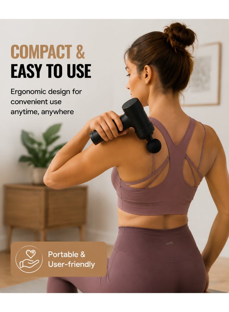 Hirospace Deep Tissue Massage Gun Black, 6 Speed Quiet Percussion Muscle Massager for Pain Relief & Recovery, Portable Sports Massage Device for Athletes & Gym Use - Image 3