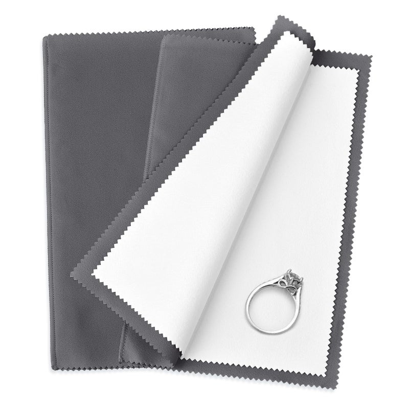 SEVENWELL 2pcs Jewelry Polishing Cleaning Cloth Large 10 x 12 for Sterling Silver Jewelry Gold Diamond Platinum Precious Stones Coins Gray