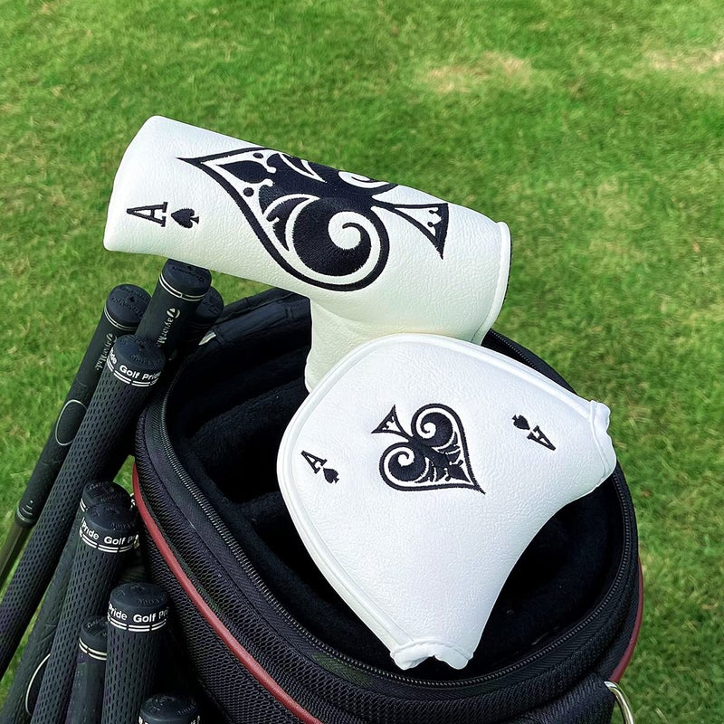 barudan golf غطاء رأس مضرب البوكر إيس بليد المغناطيسي - غطاء مضرب جولف أبيض للرجال يناسب مضارب سكوتي كاميرون وبينغ - Image 3