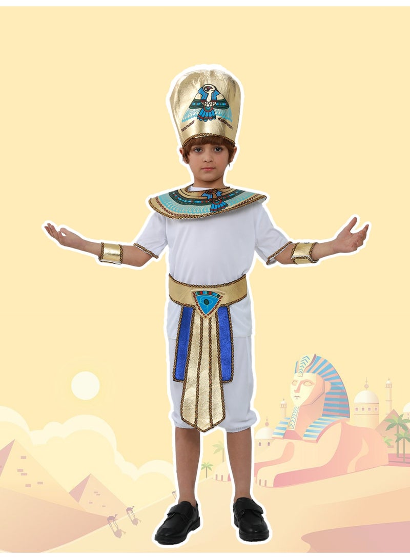 Pharaoh and Cleopatra Cosplay Costumes - Halloween Egyptian-themed Children's Prince and Princess Outfits (Ages 11-14) - Image 1