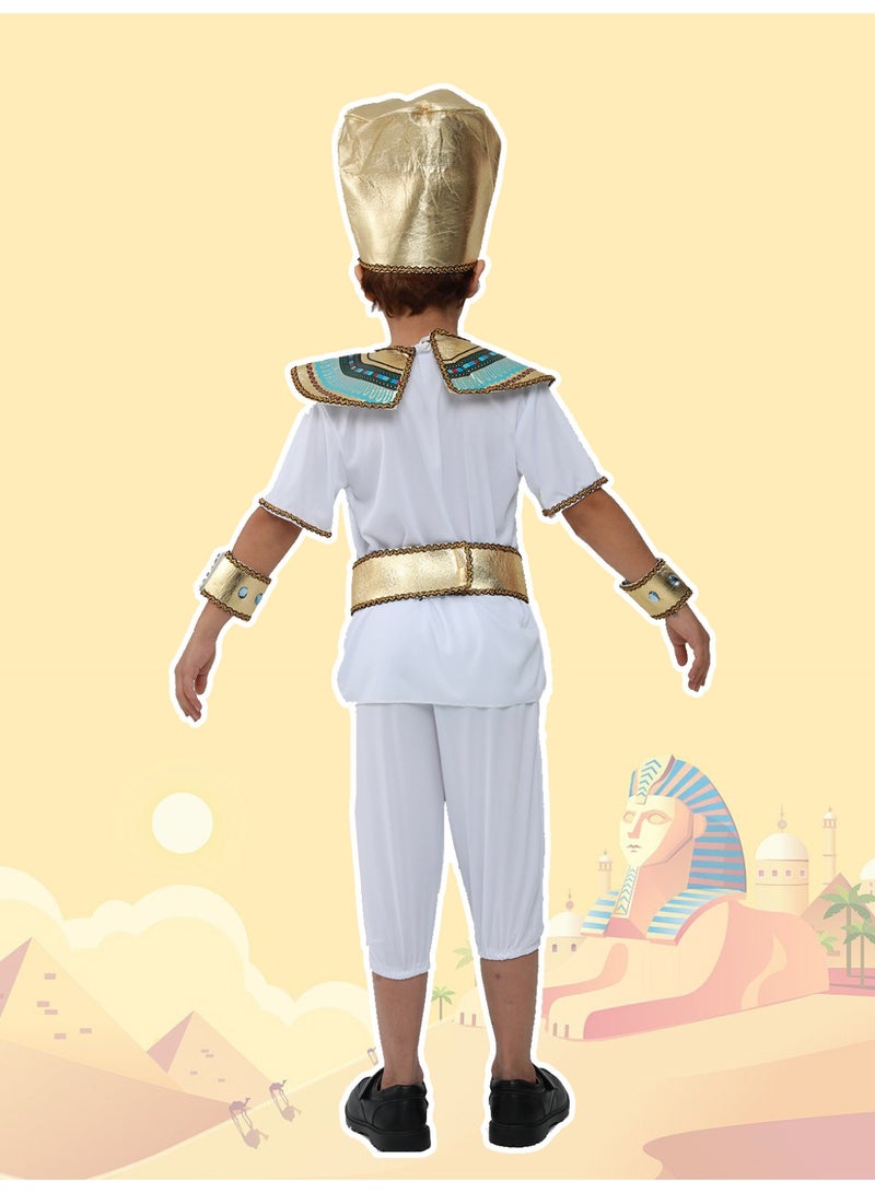 Pharaoh and Cleopatra Cosplay Costumes - Halloween Egyptian-themed Children's Prince and Princess Outfits (Ages 11-14) - Image 2
