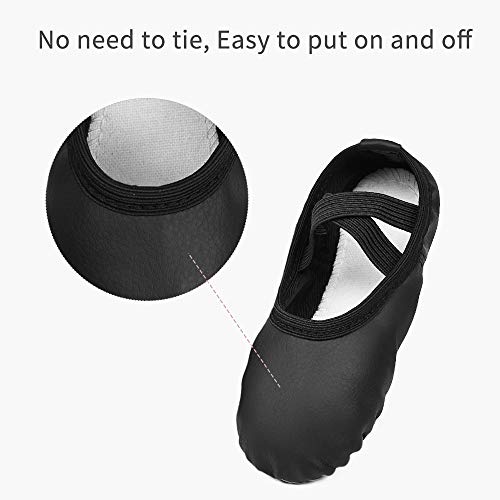 Stelle Girls Ballet Shoes Boys Toddler Soft Leather Dance Slippers for Toddler/Little Kid/Big Kid(Black,1MB) - Image 4