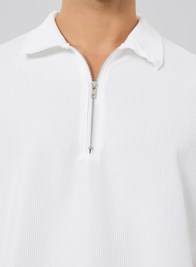 Styli  Men White Oversized Solid Polo and Shorts Co-Ords for Men | Best Price UAE