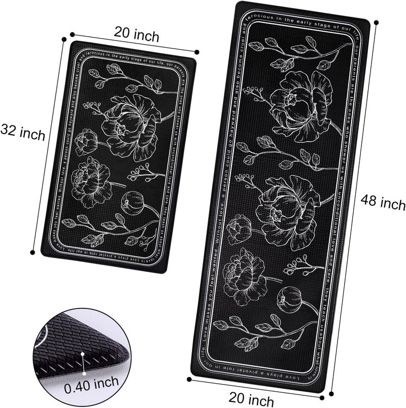 Rottogoon Kitchen Floor Mat Set of 2, Cushioned Anti Fatigue Kitchen Mat 20"x32"+20"x47", Non-Slip Waterproof Kitchen Rug, Premium PVC Comfort Kitchen Mats and Rugs for Kitchen, Office, Home, Laundry - Image 2