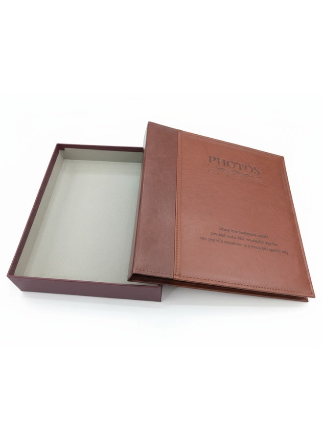 GenPro Self Adhesive Paper Album Scrapbook Photo Album Fashion Personality Scrapbook Wedding Anniversary Photo Album (Brown) - Image 3