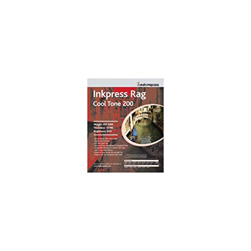 Inkpress Rag Cool Tone 200 Double Sided Bright White Matte Cotton Inkjet Paper, 200gsm, 16 mil., 8x10", 25 Sheets - Image 1
