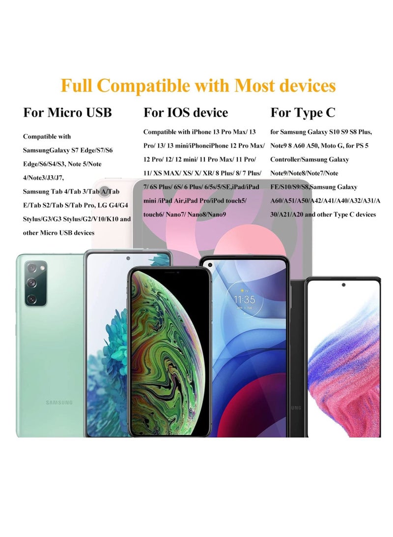 Excefore 3 in 1 Charging Cable, Multi Charging Cable LED Flowing Light Up Charger Cable, 3.0 Fast Phone Charger Data Transfer, Durable TPE Charging Cord, for iPhone, Type C and Micro USB Blue 6.6ft - Image 5