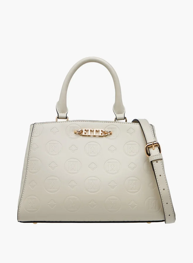 ELLE Monogram Embossed Tote Bag with Double Handle