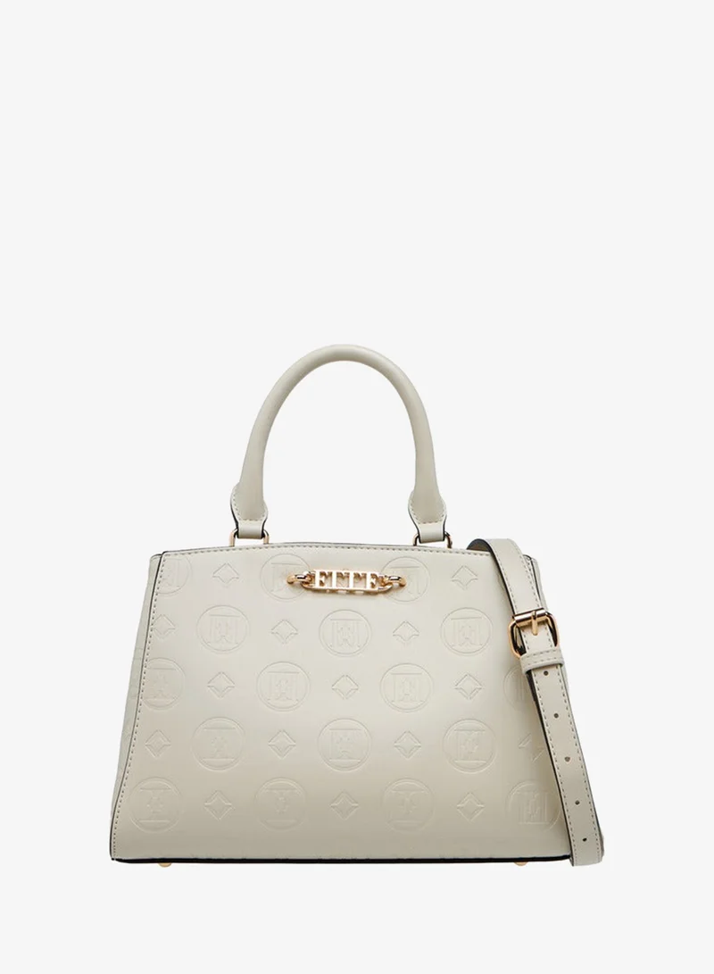 ELLE Monogram Embossed Tote Bag with Double Handle