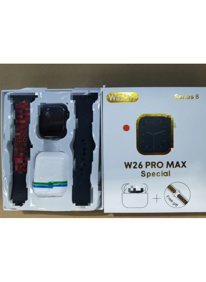 Generic - W26PRO MAX Ultra S8 Smart Watch 2-in -1 Sports Watch Bluetooth Headset W26PRO MAX-Color:W26 Pro Max Red + Double Strap + Headphones - Image 1