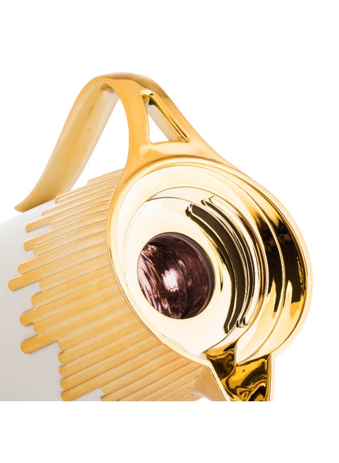 باصرة طقم ترامس شاي وقهوة قطعتين أبيض ذهبي - Image 4