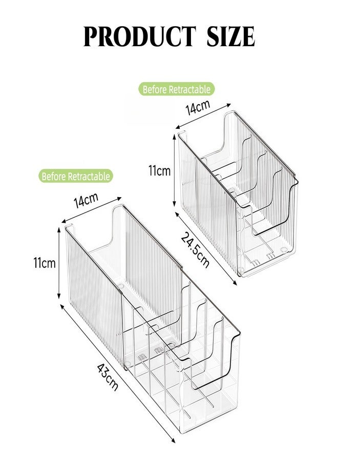 goucrro Foldable Storage Bins, Clear Expandable Boxes for Organizing, Adjustable from 9.65-16.93" Drawer Organizers Separators Dividers for Bedroom Kitchen Utensils Tools Closet - Image 2