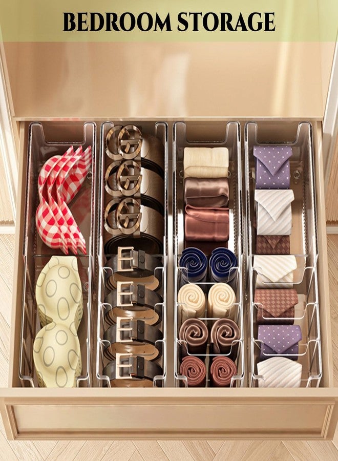 goucrro Foldable Storage Bins, Clear Expandable Boxes for Organizing, Adjustable from 9.65-16.93" Drawer Organizers Separators Dividers for Bedroom Kitchen Utensils Tools Closet - Image 5