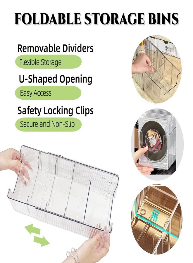 goucrro Foldable Storage Bins, Clear Expandable Boxes for Organizing, Adjustable from 9.65-16.93" Drawer Organizers Separators Dividers for Bedroom Kitchen Utensils Tools Closet - Image 3