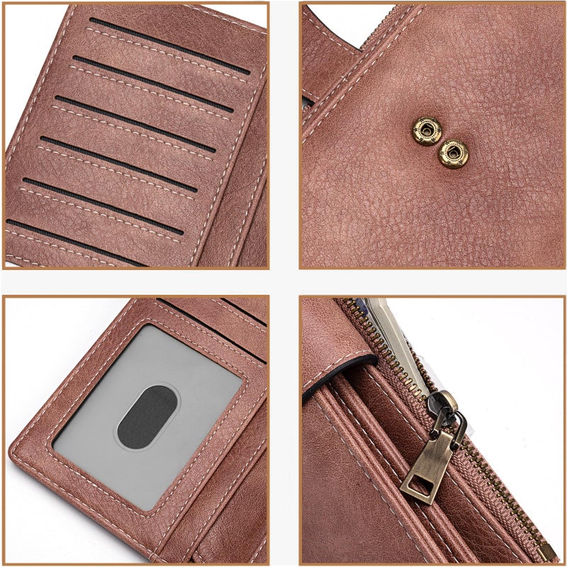 XINNSTAR Womens Wallet RFID Blocking Large Capacity Credit Card Holder Long Purses for Women with Wristlet Pocket ID Window - Image 3
