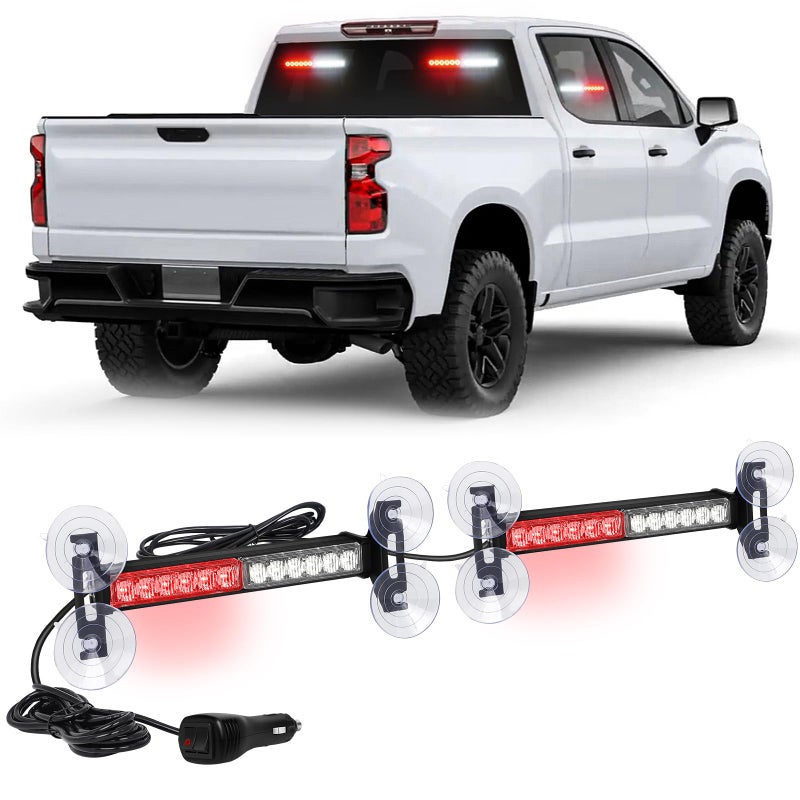 XRIDONSEN 2x 107 inch Red White Emergency Lights 24 LED Strobe Warning Flashing Safety Dash Side Window FrontRear Windshield First Responder Lights for Volunteer Firefighter Vehicles POV Trucks - Image 3