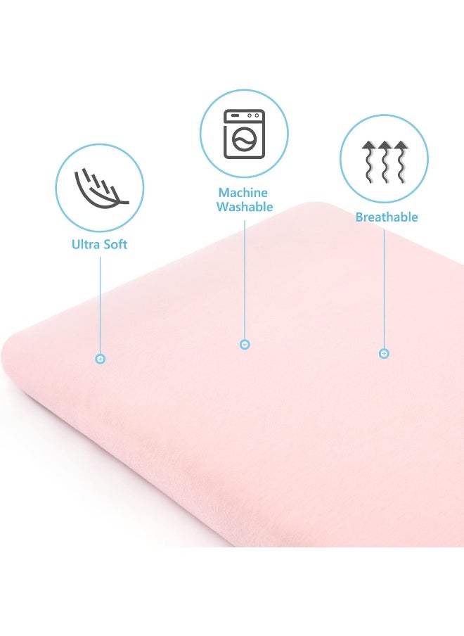 TILLYOU TILLYOU Baby Bassinet Sheets for Girls Boys, Fit for Hourglass Oval Rectangle Bassinet Mattress Sheets, 33”X16”, 2 Pack Elephant & Cloud Pink  - Image 3