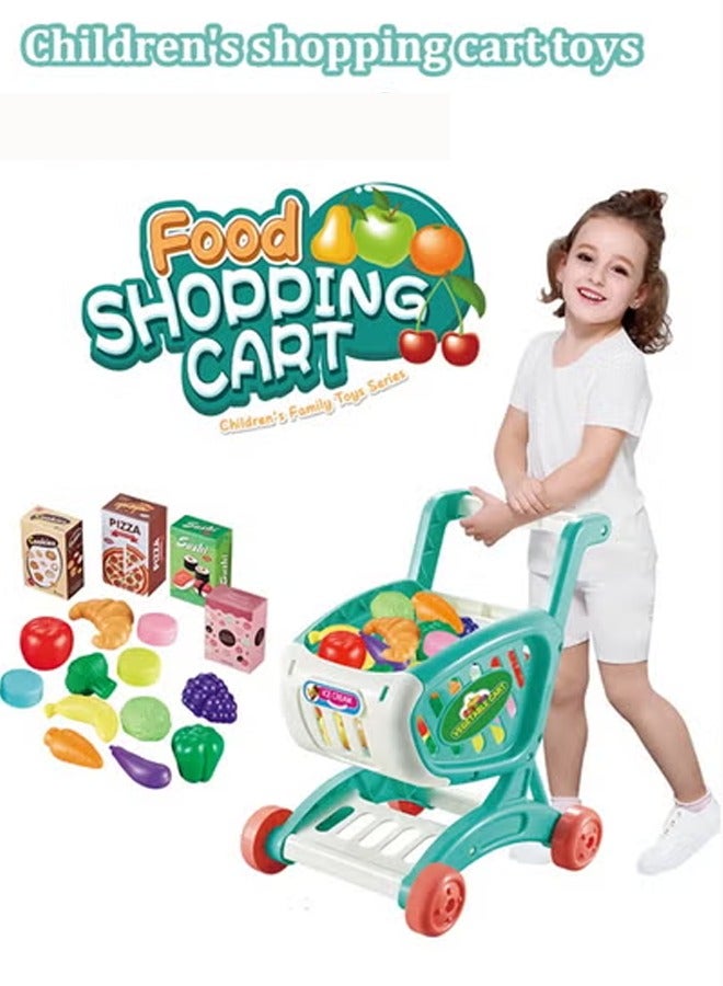 Simulated shopping cart toys, children's trolley toys, shopping cart simulators, fun accessories, perfect choice for toys and role playing, children's toys (blue) - Image 1