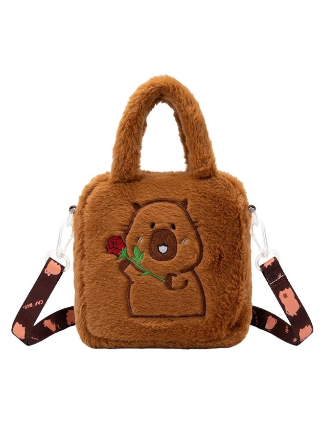INOCEAN Capybara Bag, Plush shoulder Bag, Soft Animal Toy Handbag, Cute Capybara Plush Bag for Daily Use, Fashionable Shoulder Strap Design, Durable Material Construction, Lightweight and Spacious Interior - Image 1