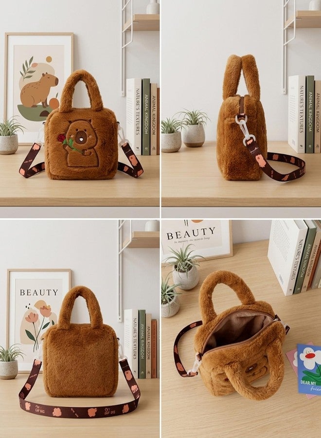 INOCEAN Capybara Bag, Plush shoulder Bag, Soft Animal Toy Handbag, Cute Capybara Plush Bag for Daily Use, Fashionable Shoulder Strap Design, Durable Material Construction, Lightweight and Spacious Interior - Image 3