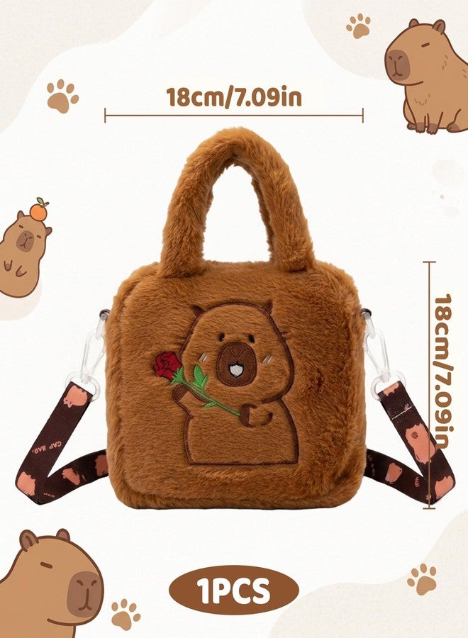 INOCEAN Capybara Bag, Plush shoulder Bag, Soft Animal Toy Handbag, Cute Capybara Plush Bag for Daily Use, Fashionable Shoulder Strap Design, Durable Material Construction, Lightweight and Spacious Interior - Image 2