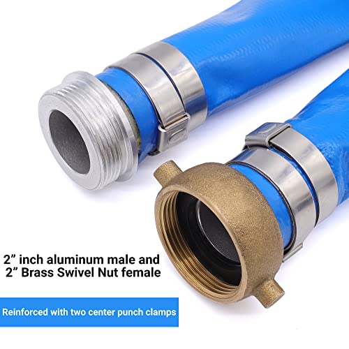 Geowaky 2" x 100′ PVC Lay Flat Water Pump Discharge Hose With Aluminum Pin Lug Fittings, Heavy Duty Reinforced Pool Backwash Hose Assembly - Image 3
