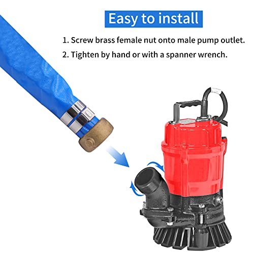 Geowaky 2" x 100′ PVC Lay Flat Water Pump Discharge Hose With Aluminum Pin Lug Fittings, Heavy Duty Reinforced Pool Backwash Hose Assembly - Image 5