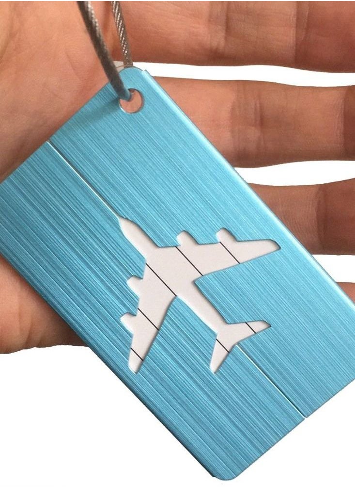 KASTWAVE - Luggage Tag, Set of 5 Aluminum Metal Suitcase Luggage Tag Handbag School Bag Suitcase Instrument Tag Name Address Tag with Information Card Paper Waterproof Card and Wire Loop - Image 1