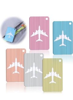 Luggage Tag, Set of 5 Aluminum Metal Suitcase Luggage Tag Handbag School Bag Suitcase Instrument Tag Name Address Tag with Information Card Paper Waterproof Card and Wire Loop