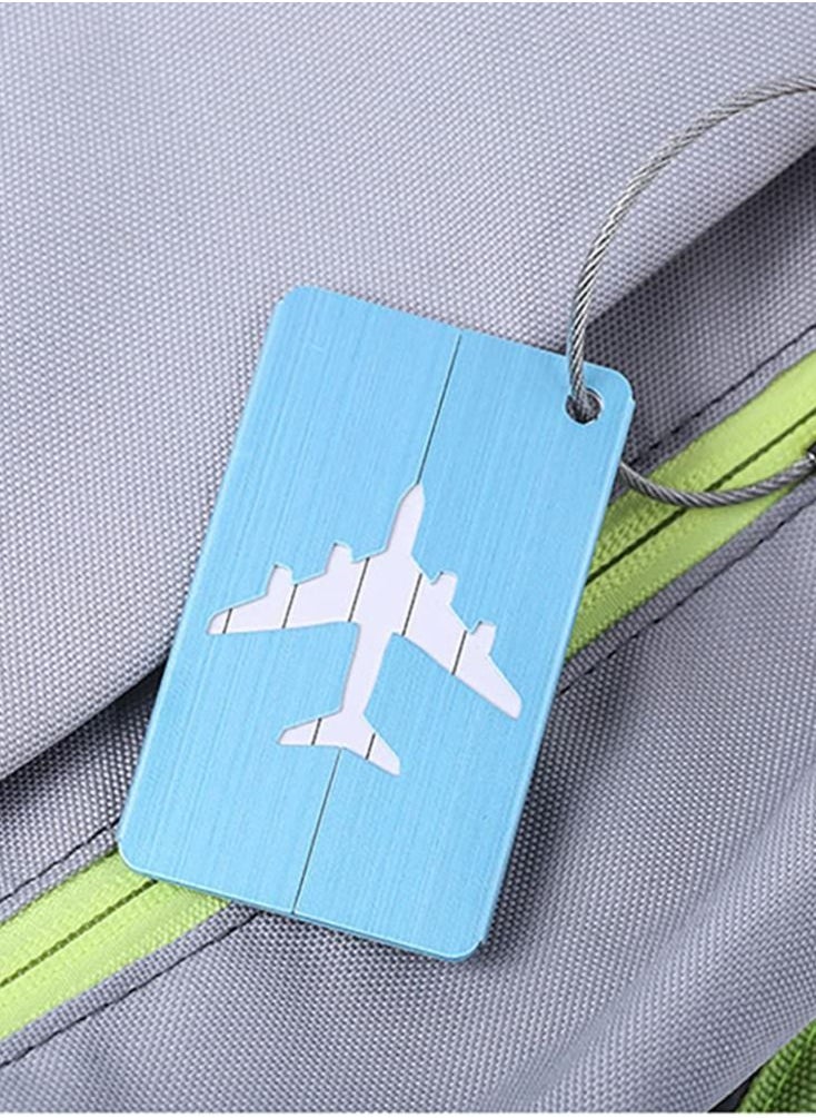 KASTWAVE - Luggage Tag, Set of 5 Aluminum Metal Suitcase Luggage Tag Handbag School Bag Suitcase Instrument Tag Name Address Tag with Information Card Paper Waterproof Card and Wire Loop - Image 1