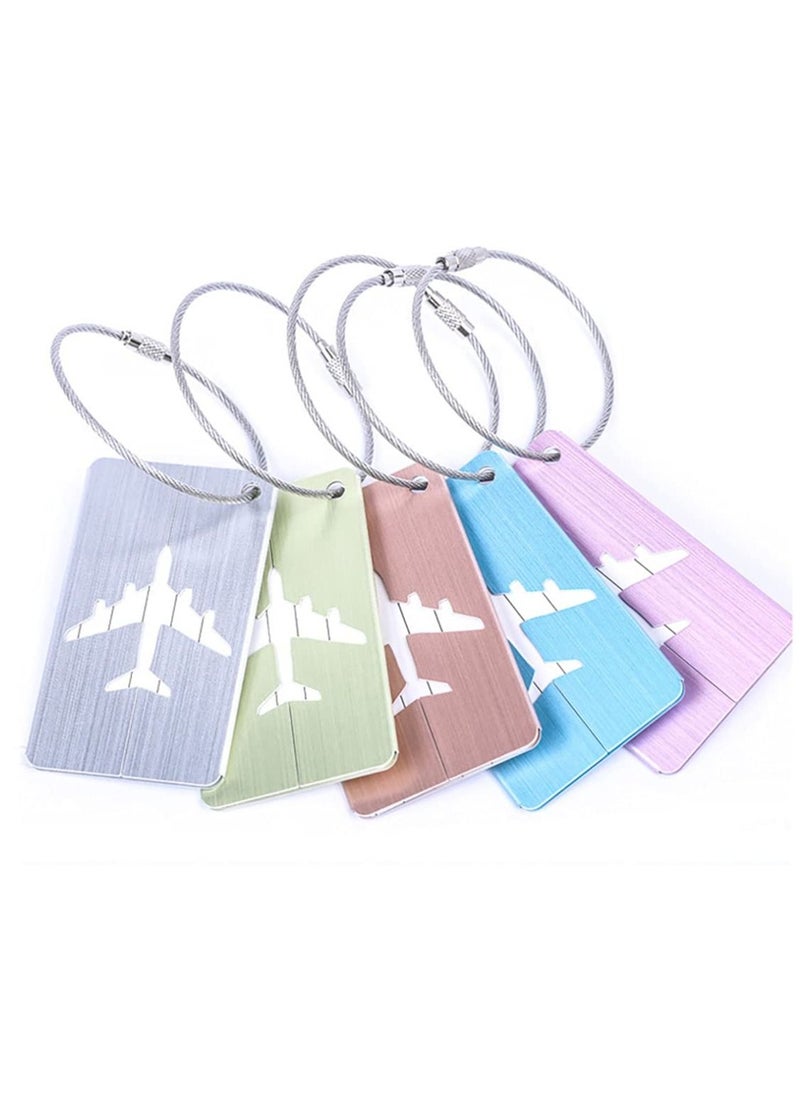 KASTWAVE - Luggage Tag, Set of 5 Aluminum Metal Suitcase Luggage Tag Handbag School Bag Suitcase Instrument Tag Name Address Tag with Information Card Paper Waterproof Card and Wire Loop - Image 1