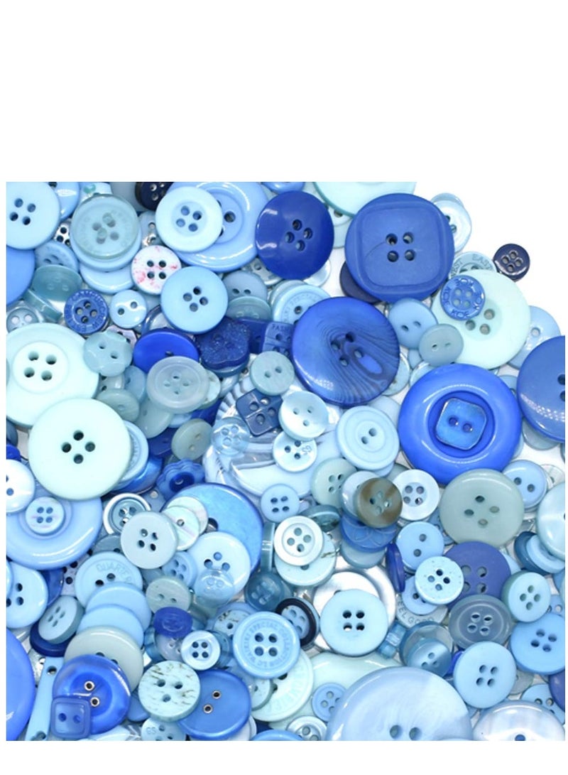 KASTWAVE Assorted Size Resin Round Buttons DIY Craft Sewing Decorations for Kid's Painting (Blue, 200g set) - Image 2