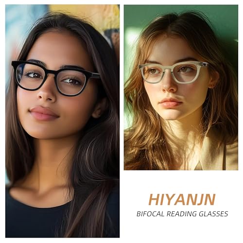 HIYANJN 3 Pack Bifocal Reading Glasses for Women Fashion Black/Tortoise/Green Colorful Round Frame Readers With Spring Hinger 1.25x - Image 3