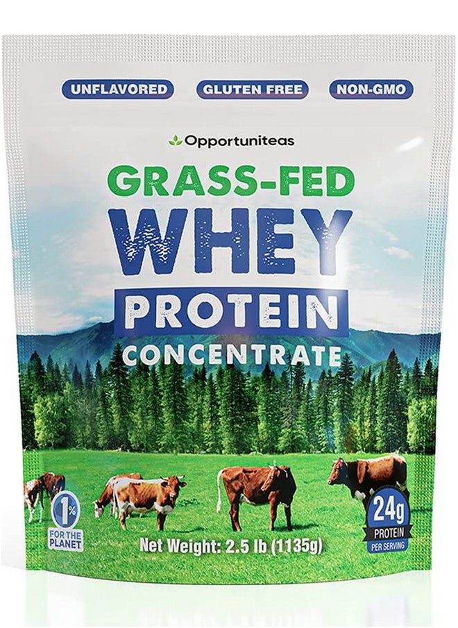 Opportuniteas Grass Fed Whey Protein Powder Concentrate - Unflavored & Unsweetened - Pure Protein Supplement For Drink, Smoothie, Shake, Cooking & Baking - Non Gmo, Hormone Free & Gluten Free - 2.5 Pound  - Image 1