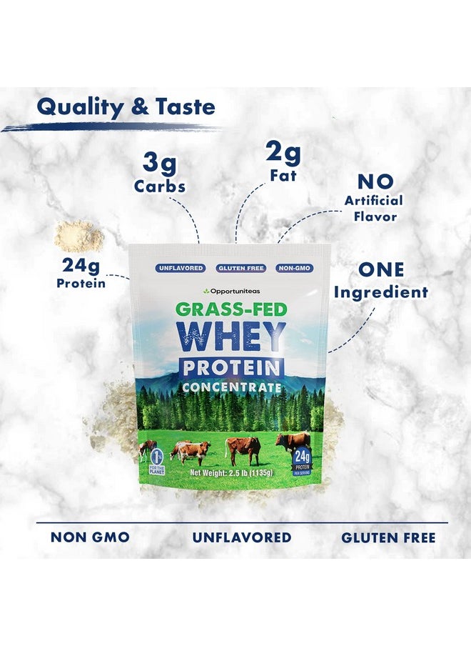 Opportuniteas Grass Fed Whey Protein Powder Concentrate - Unflavored & Unsweetened - Pure Protein Supplement For Drink, Smoothie, Shake, Cooking & Baking - Non Gmo, Hormone Free & Gluten Free - 2.5 Pound  - Image 3