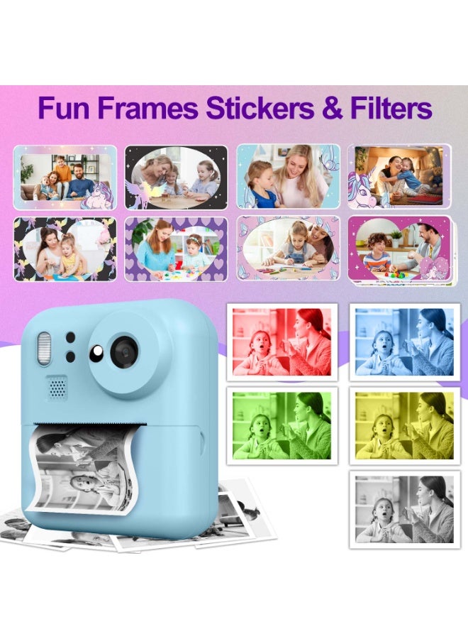 Instant Print Camera Instant Camera Portable Rechargeable Photo Printer for Adults  Capture Print 1080P HD Photos/Videos in Seconds with Fun Filters, for Travel, Birthdays - Ready-to-Gift for Him, Her, Couples & Friends - - Image 2