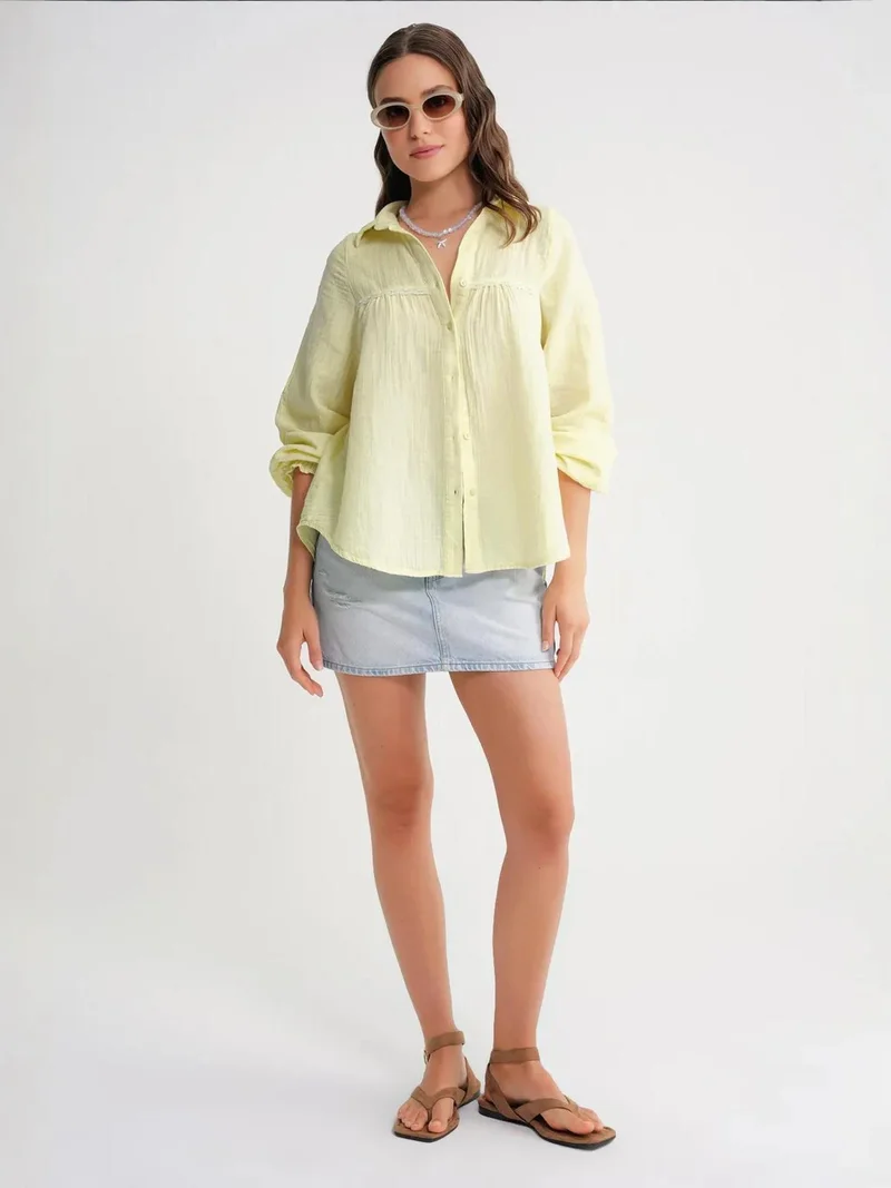 MixRay Mixray Textured Cotton Button-Up Shirt