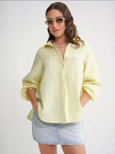MixRay Mixray Textured Cotton Button-Up Shirt