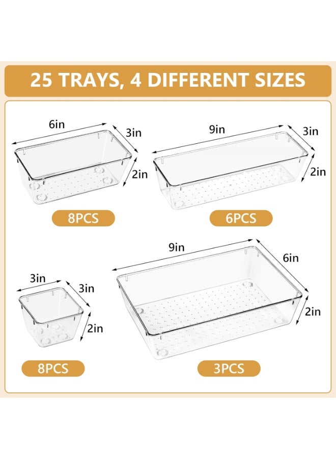 Kitchino Clear Plastic Drawer Organizer Set - 25 Pieces Stackable Storage Bins for Bathroom, Kitchen, Makeup, Office - Versatile Organizers for Home, Vanity, Bedroom - Image 2