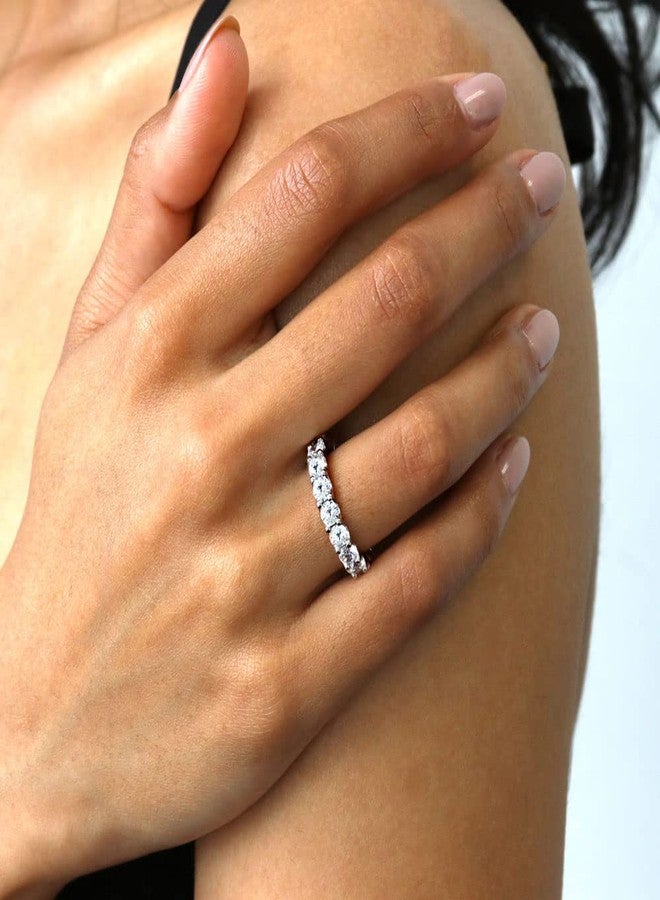 بيركيل طقم خواتم زفاف من الفضة الإسترلينية من بيريكل، مرصعة بالزركونيا المكعبة، مطلية بالروديوم، مقاس 6 - Image 5