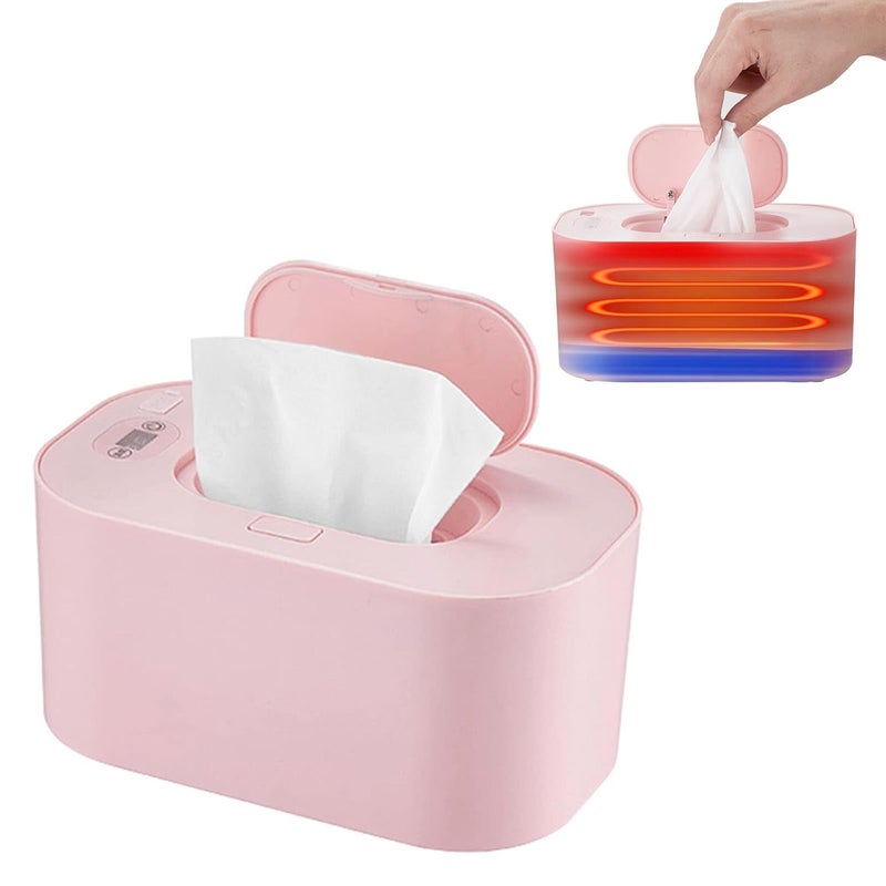 cheekyglo USB Baby Wipe Warmer - [2023] Wet Wipes Dispenser or Baby - Portable Wipe Warmer - 3 Temperature Modes - Large-Capacity Diaper Wipe Warmer for Home Car Travel (Intellect, Pink) - Image 1