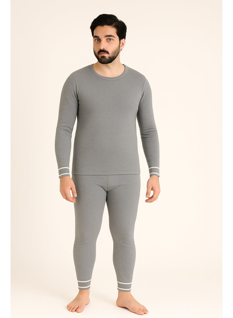 Unisex Thermal Underwear Set, Long Sleeve Top and Bottom, Winter Base Layer Sleepwear - Image 1
