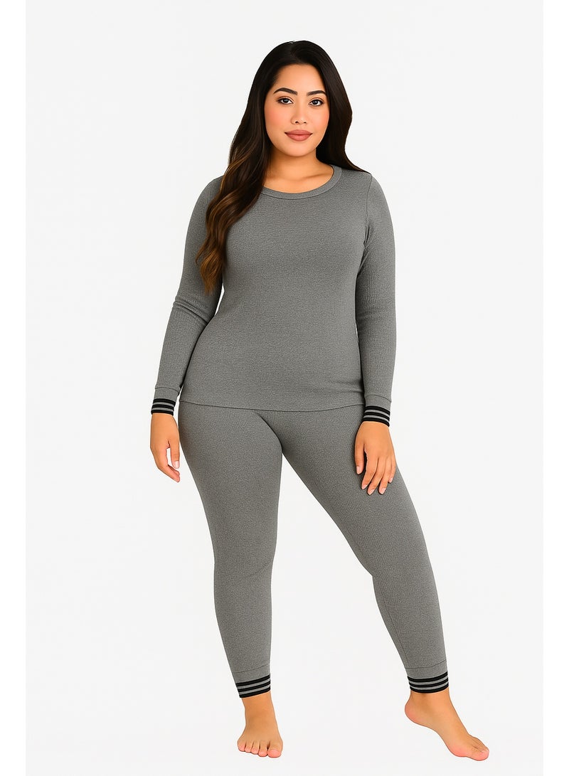 Unisex Thermal Underwear Set, Long Sleeve Top and Bottom, Winter Base Layer Sleepwear - Image 2