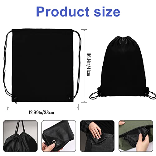 Sliverdew 2PCS Drawstring Bags PE Bags Drawstring Gym Bag Black Draw String Bags Drawstring Backpack for Sports, Gym, Travel, Swimming, Beach - Image 2