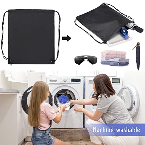 Sliverdew 2PCS Drawstring Bags PE Bags Drawstring Gym Bag Black Draw String Bags Drawstring Backpack for Sports, Gym, Travel, Swimming, Beach - Image 3