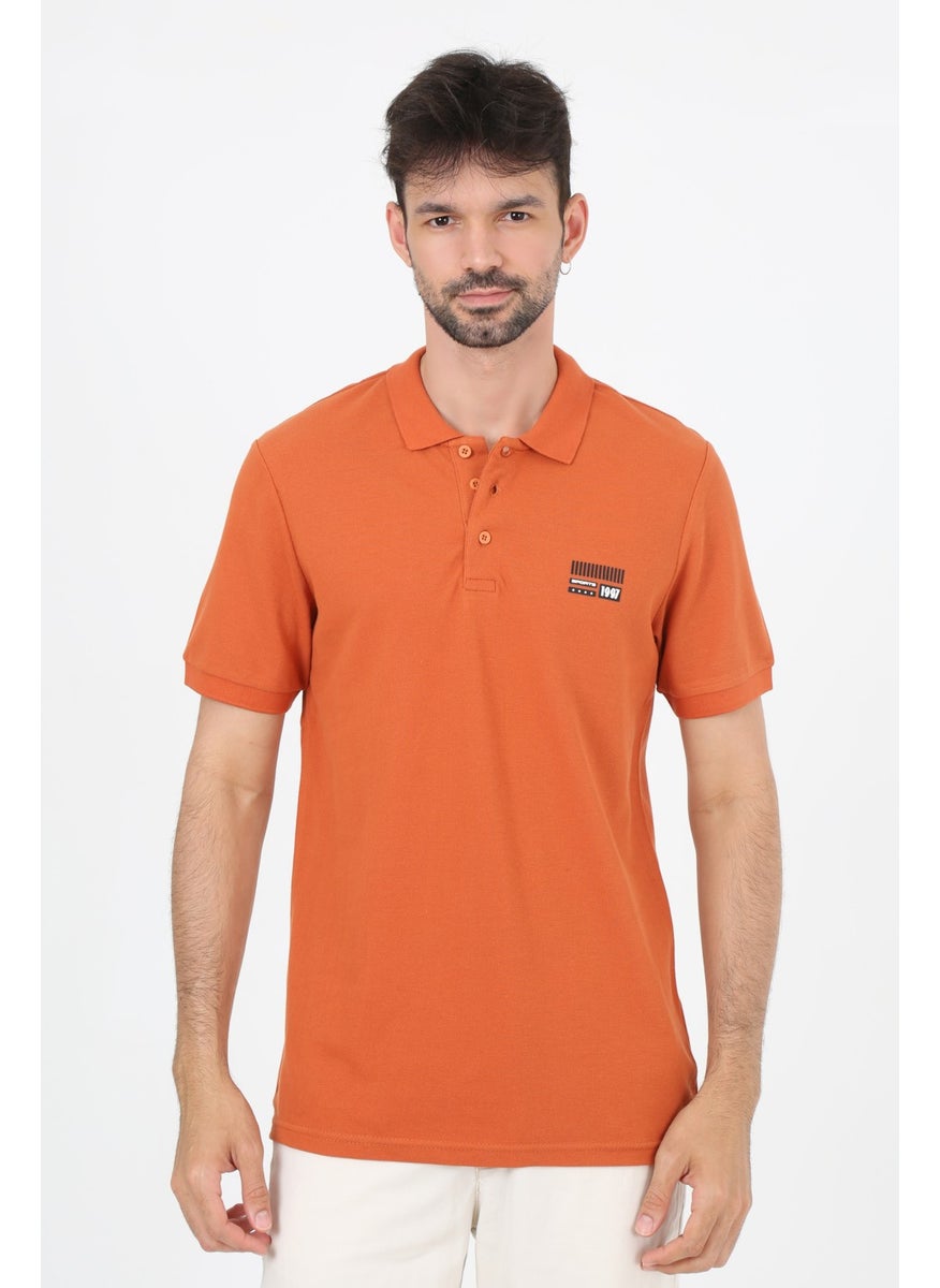 Uomo Park - 2707 Special Collection Polo Collar Printed Detail Regular Fit Men's T-Shirt - Image 1