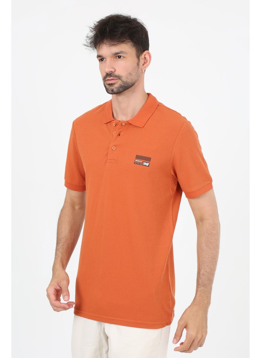 Uomo Park - 2707 Special Collection Polo Collar Printed Detail Regular Fit Men's T-Shirt - Image 1