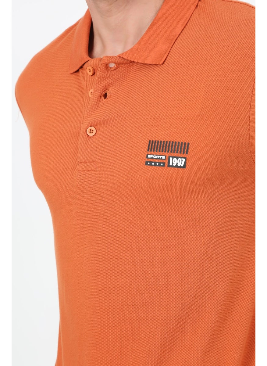 Uomo Park - 2707 Special Collection Polo Collar Printed Detail Regular Fit Men's T-Shirt - Image 1